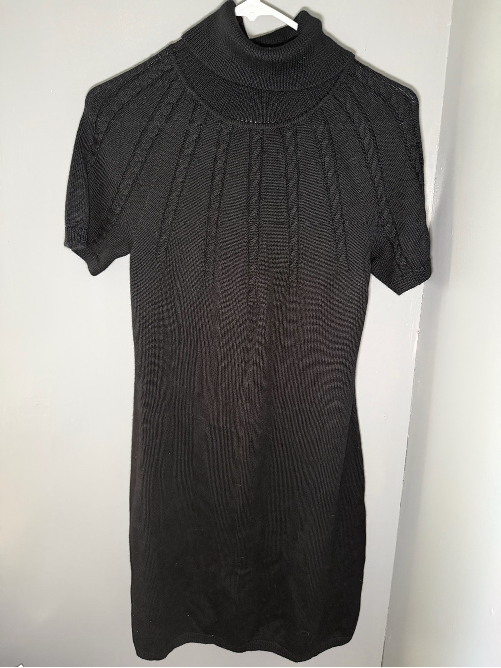 Calvin Klein Black Knit Midi sweater Dress with Turtleneck